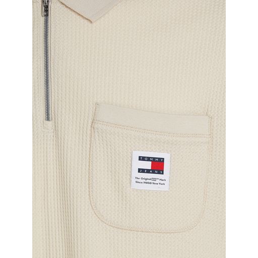 Tommy Jeans Waffle Polo T-shirt, Newsprint, XXL