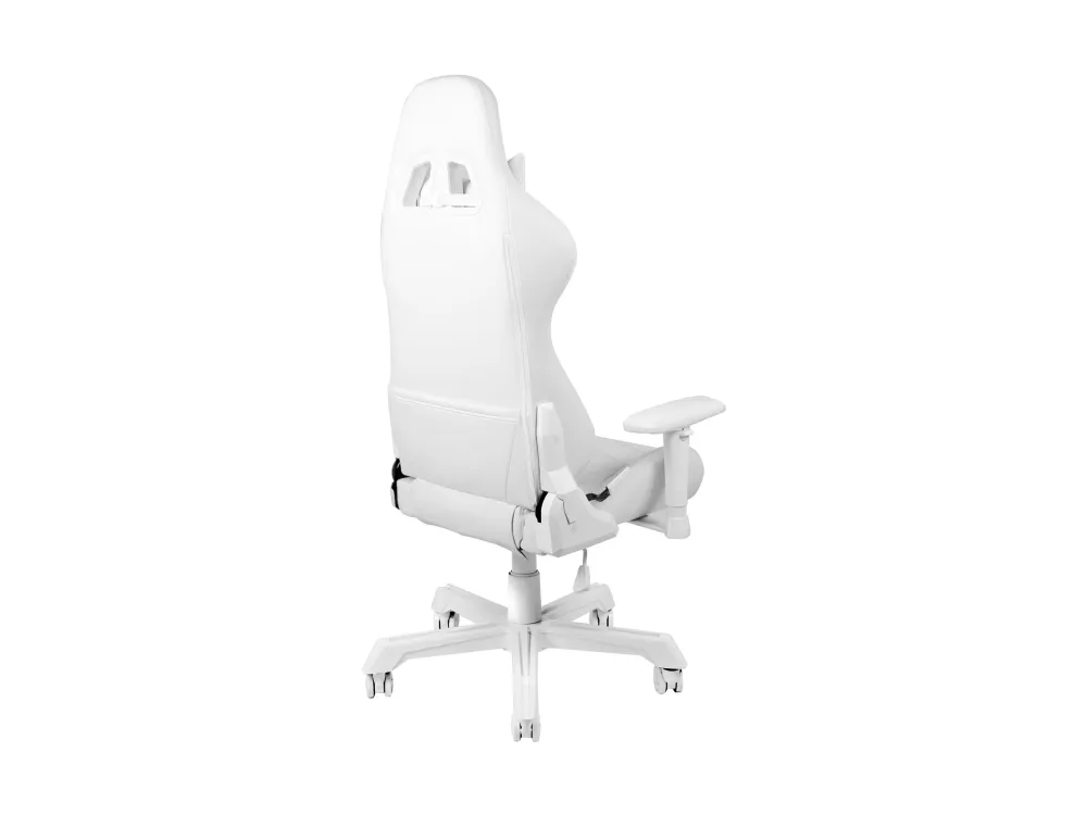 DELTACO GAMING GAM-080 - Spillestol - ergonomisk - armstøtter - T-formet - vippe - drejeled - kunstig læder - hvid, RGB
