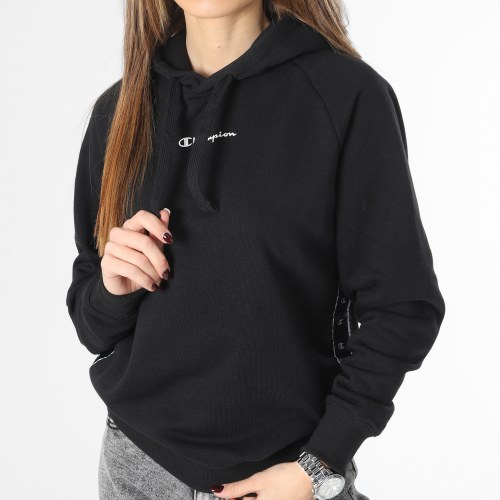 Sweat Capuche A Bandes Femme 116135 Noir