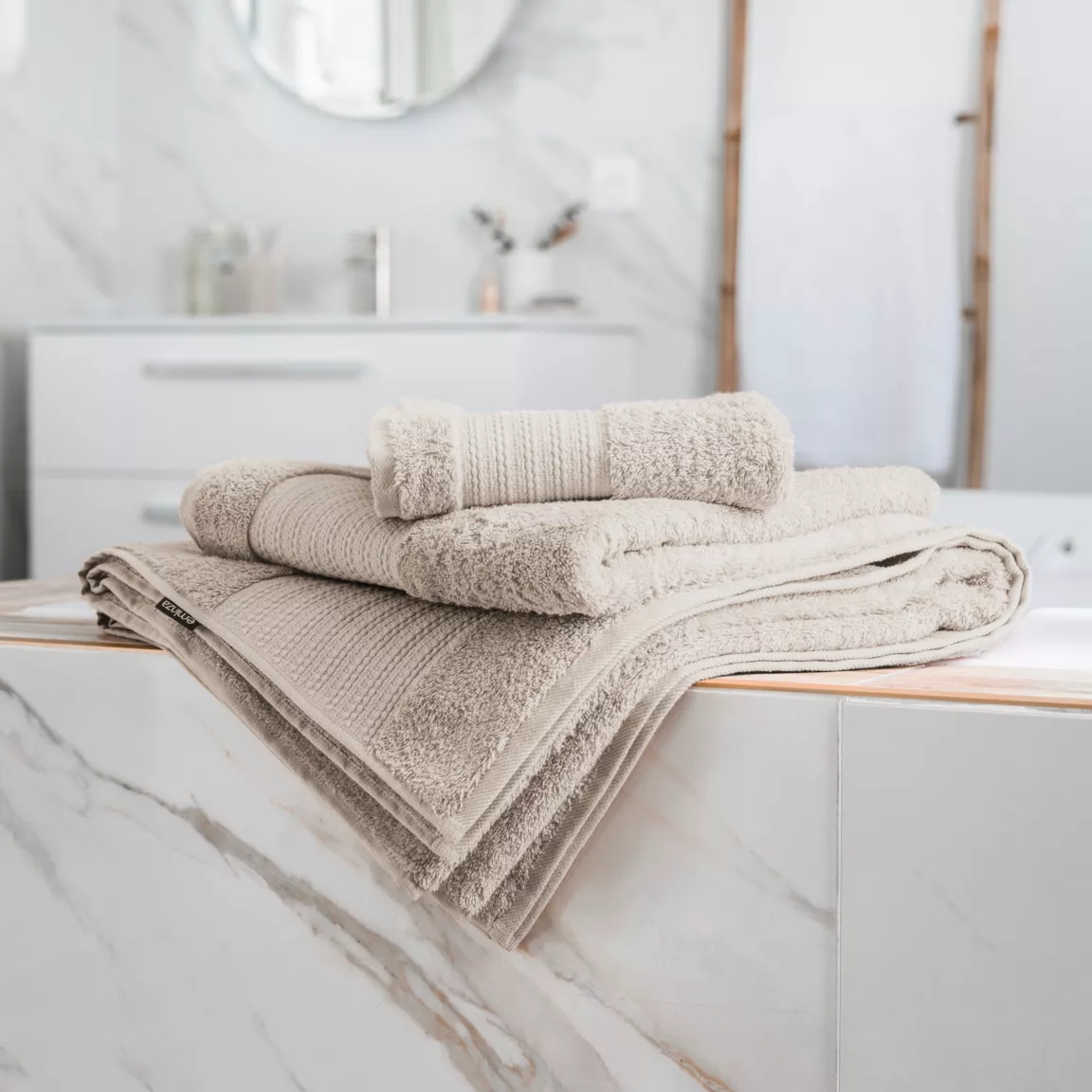 Serviette de bain coton bio (90 x 150 cm) Méline Beige pampa