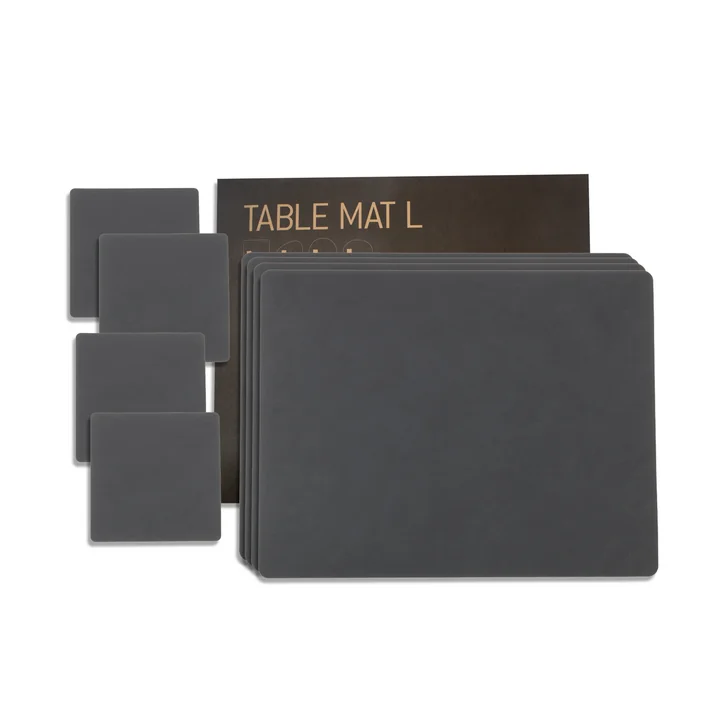 Lind DNA - Geschenkset Square L, Nupo anthrazit (4 Tischsets   4 Glasuntersetzer)