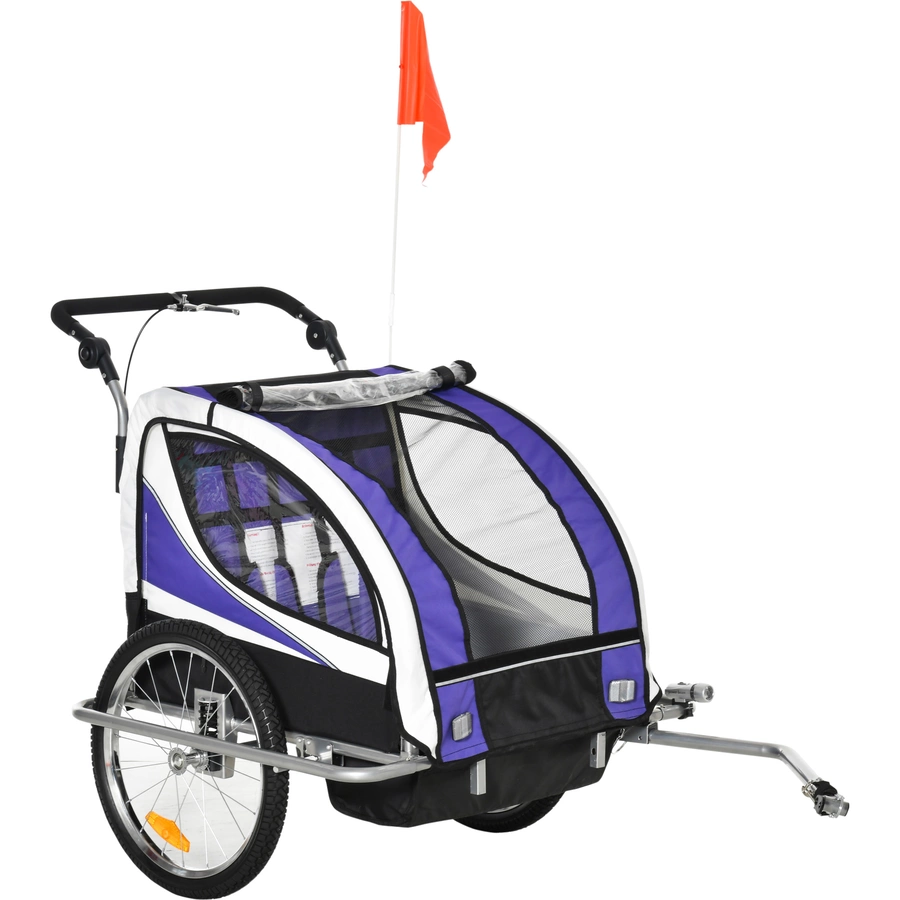 HOMCOM Kinderanhänger Mit Staufach lila, schwarz