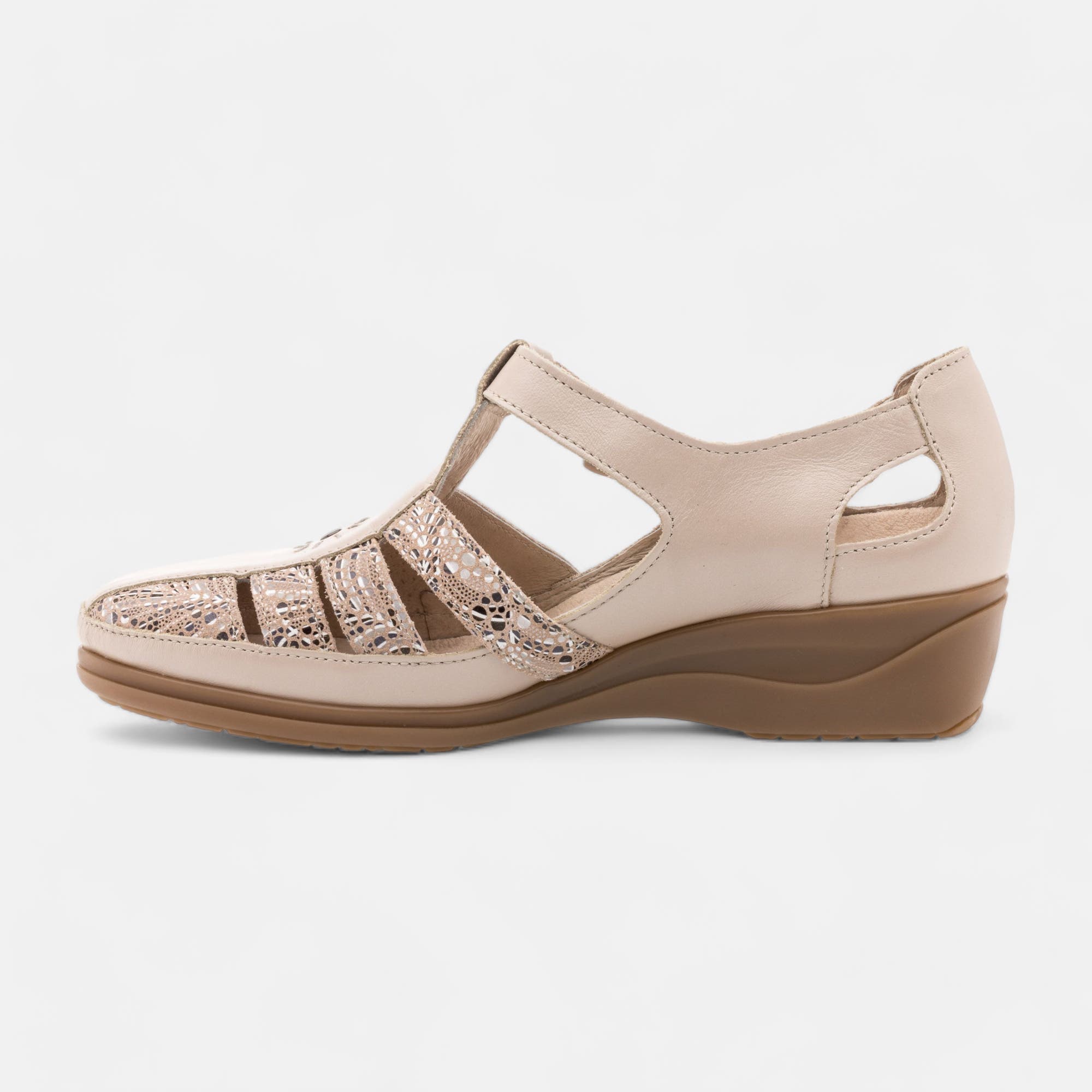 Nu-pieds confort Femme en cuir beige
