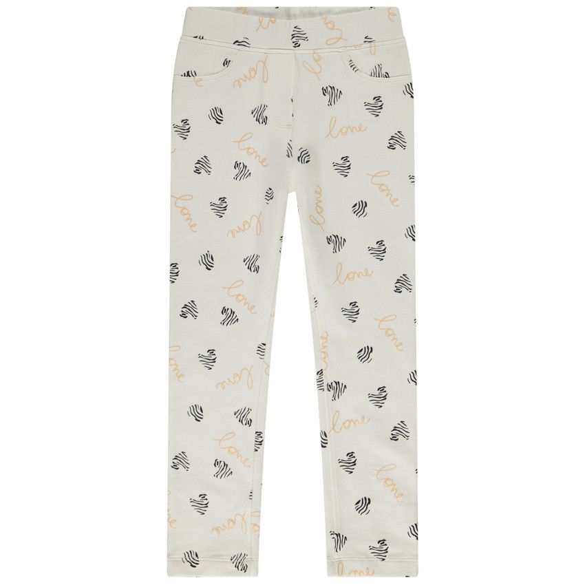 Jegging en molleton imprimé fantaisie pour fille - Ecru