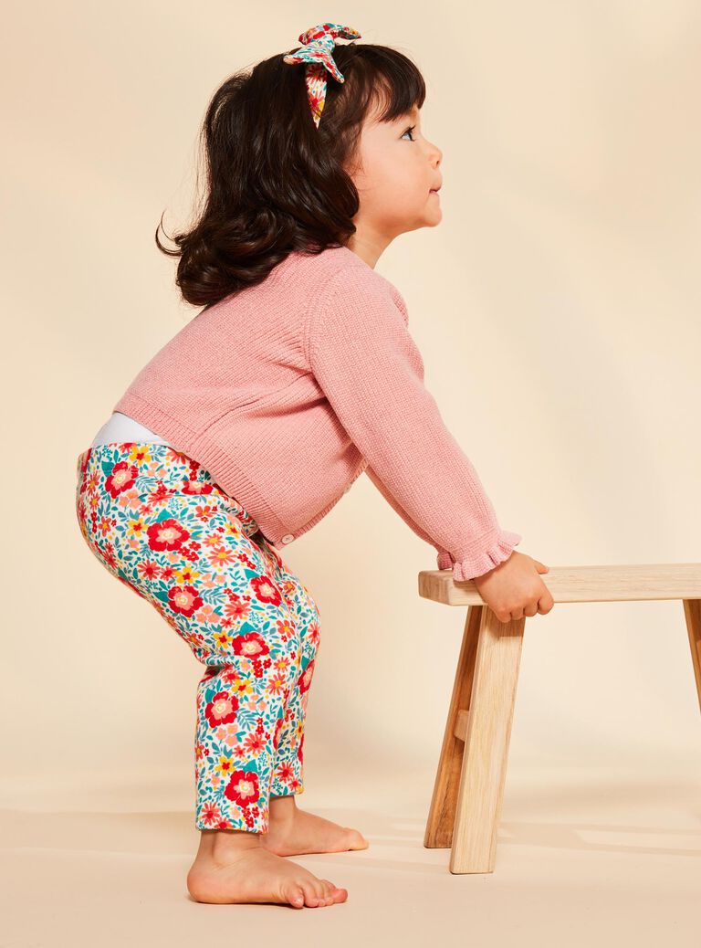Legging écru à fleurs