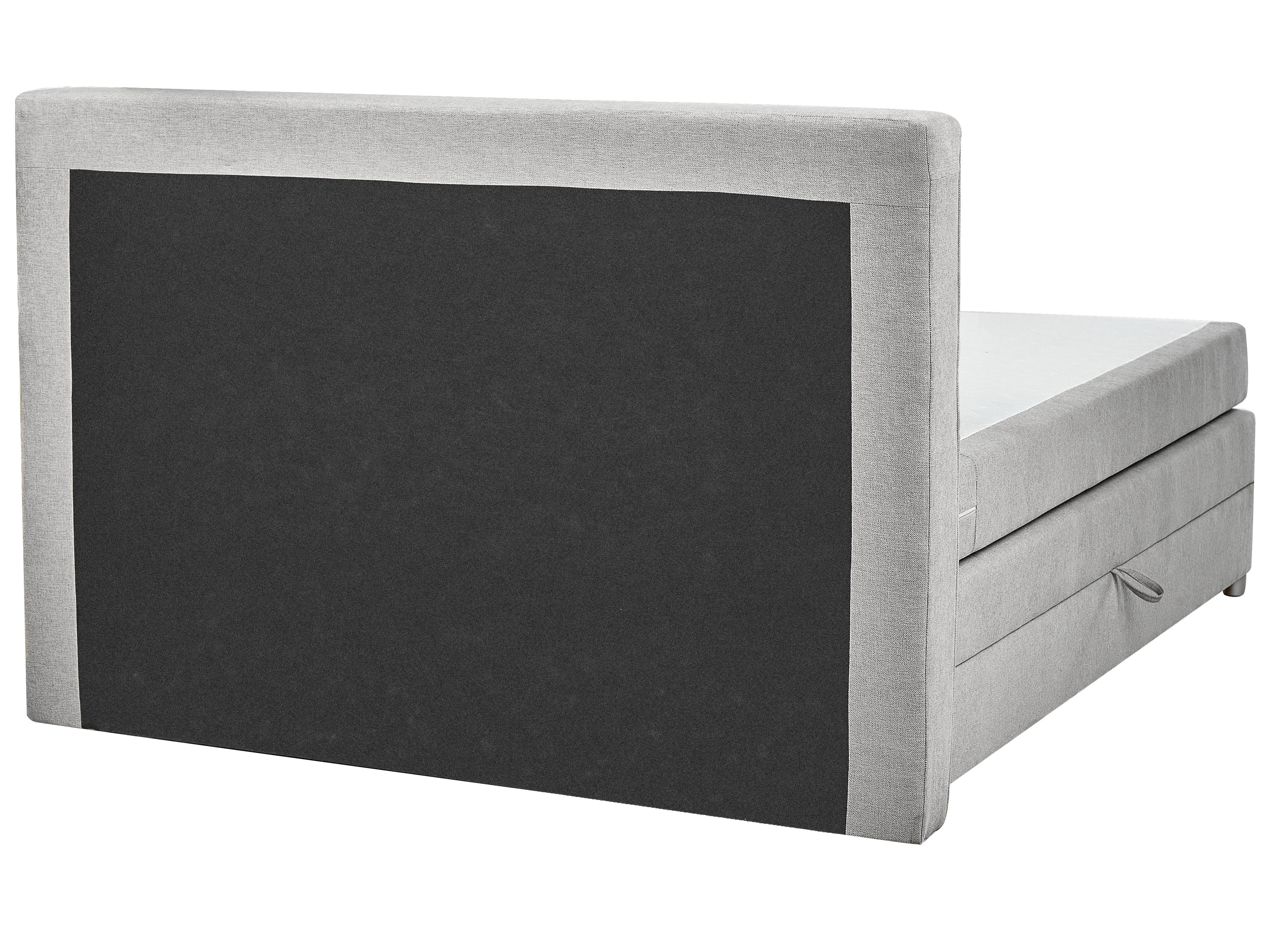 Boxspring met opbergruimte Stof MINISTER 180 x 200 cm Lichtgrijs