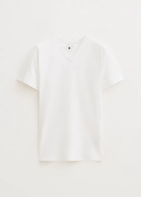 Basic t-shirt met v-hals wit (WIT)