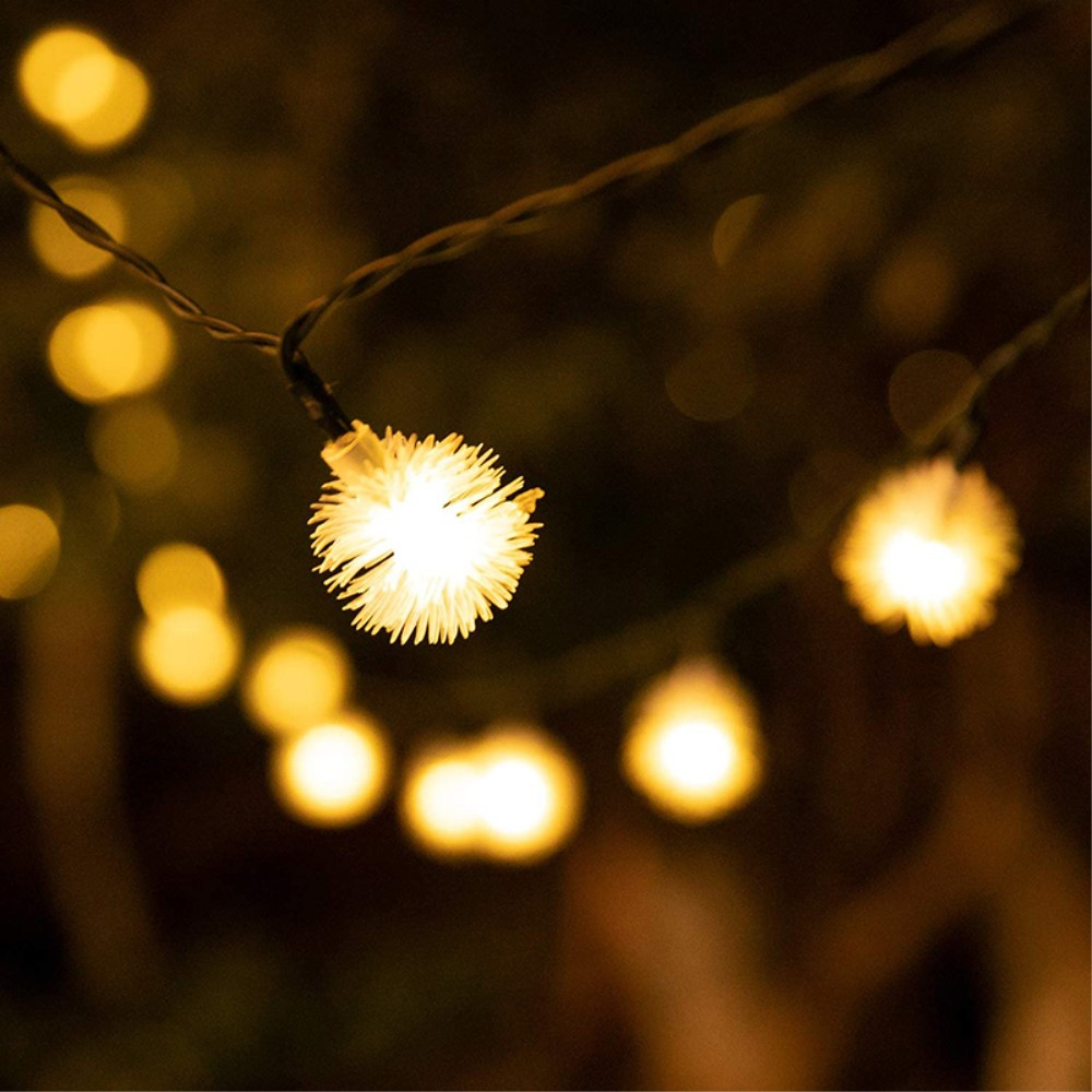 (4.5m) 20 LED's Deko Solar Lichterkette Pusteblumen Outdoor Beleuchtung IP65 - Kaltweiss