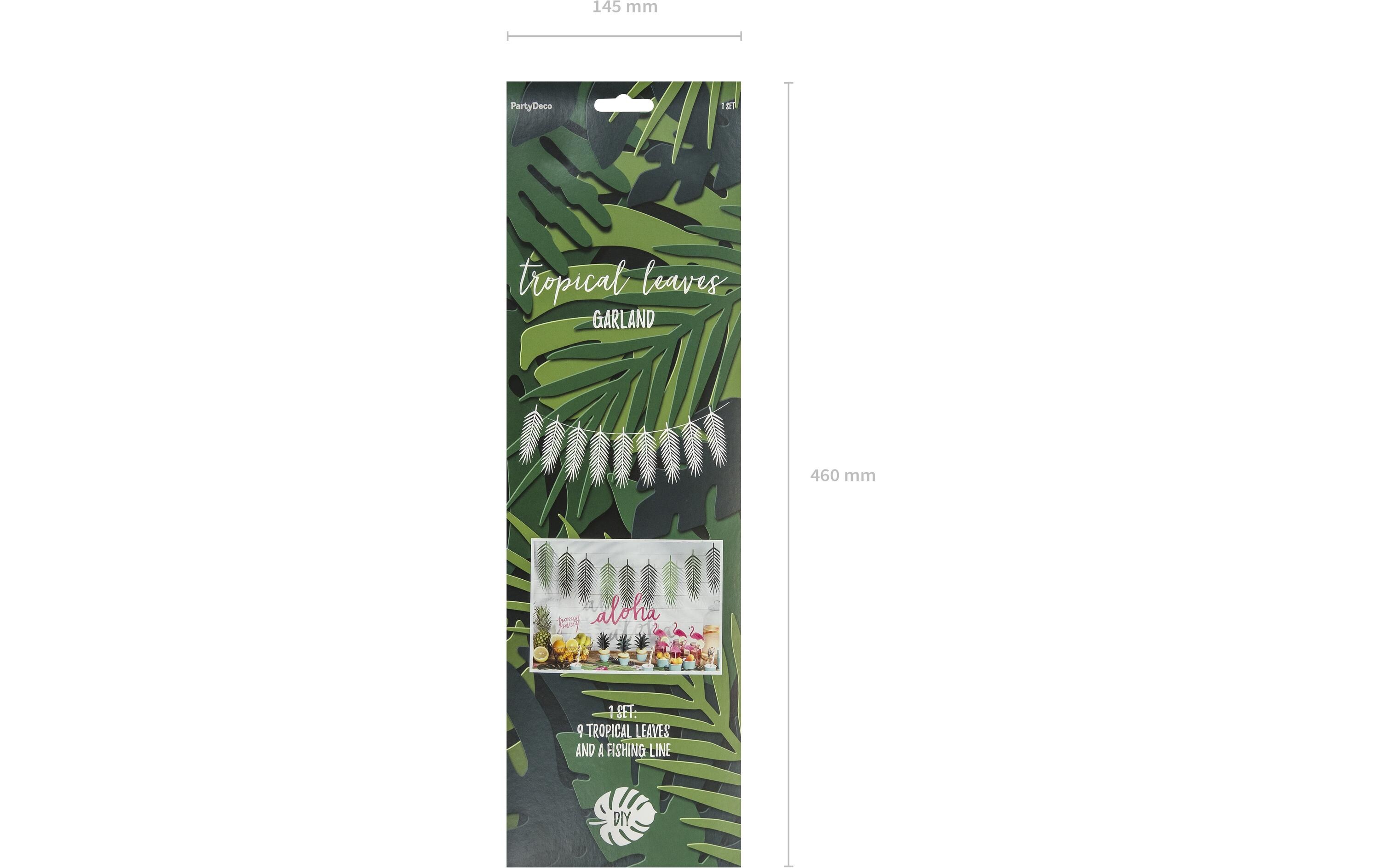 Girlande Aloha Blätter 125 x 35 cm, GrünGirlande aus tropischen Blättern zum Selbstkonfektionieren