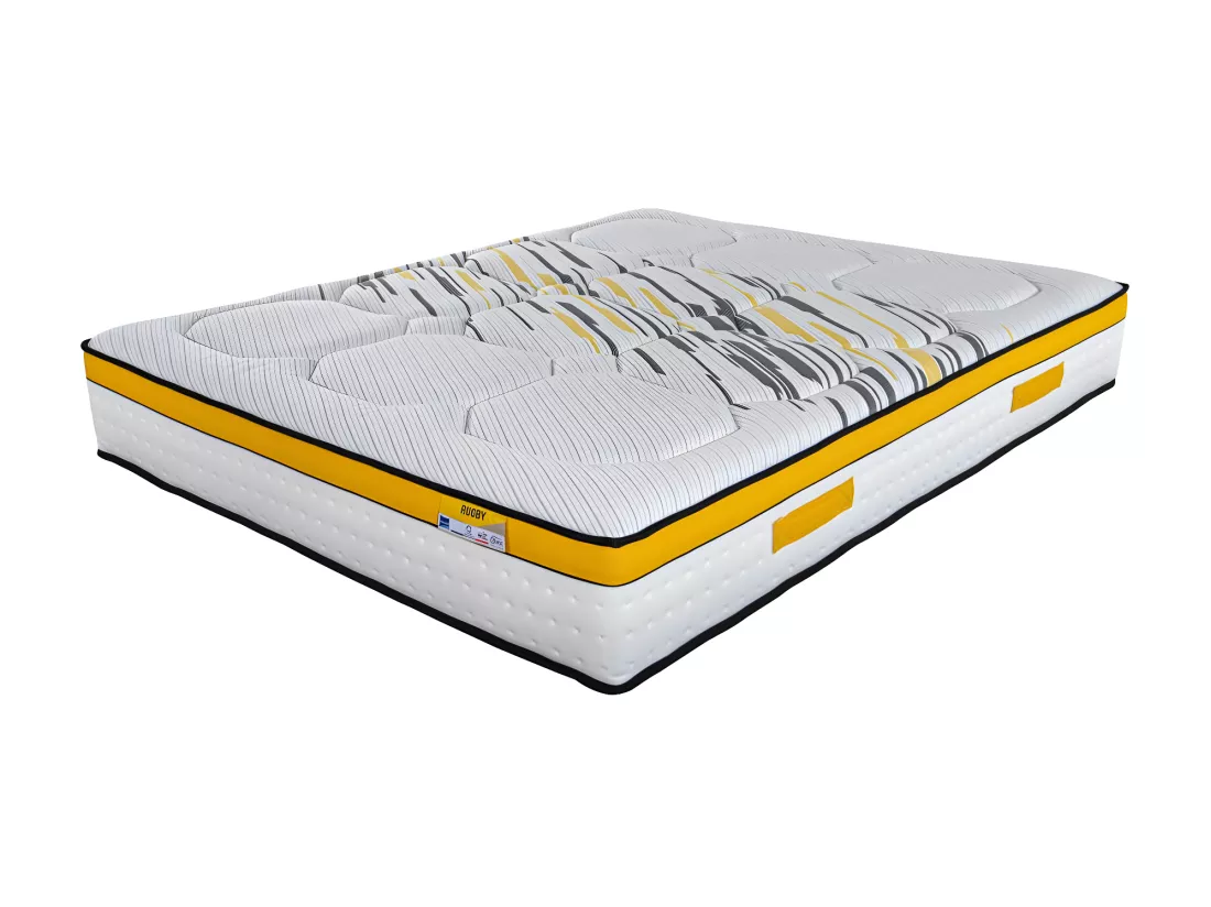 Matelas 180x200 Rugby - Ressorts ensachés - Hauteur 27 cm - Soutien très ferme