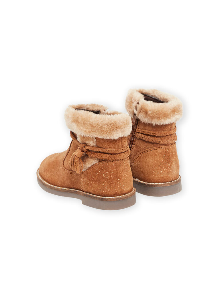 Boots en croûte de cuir avec col fourré
