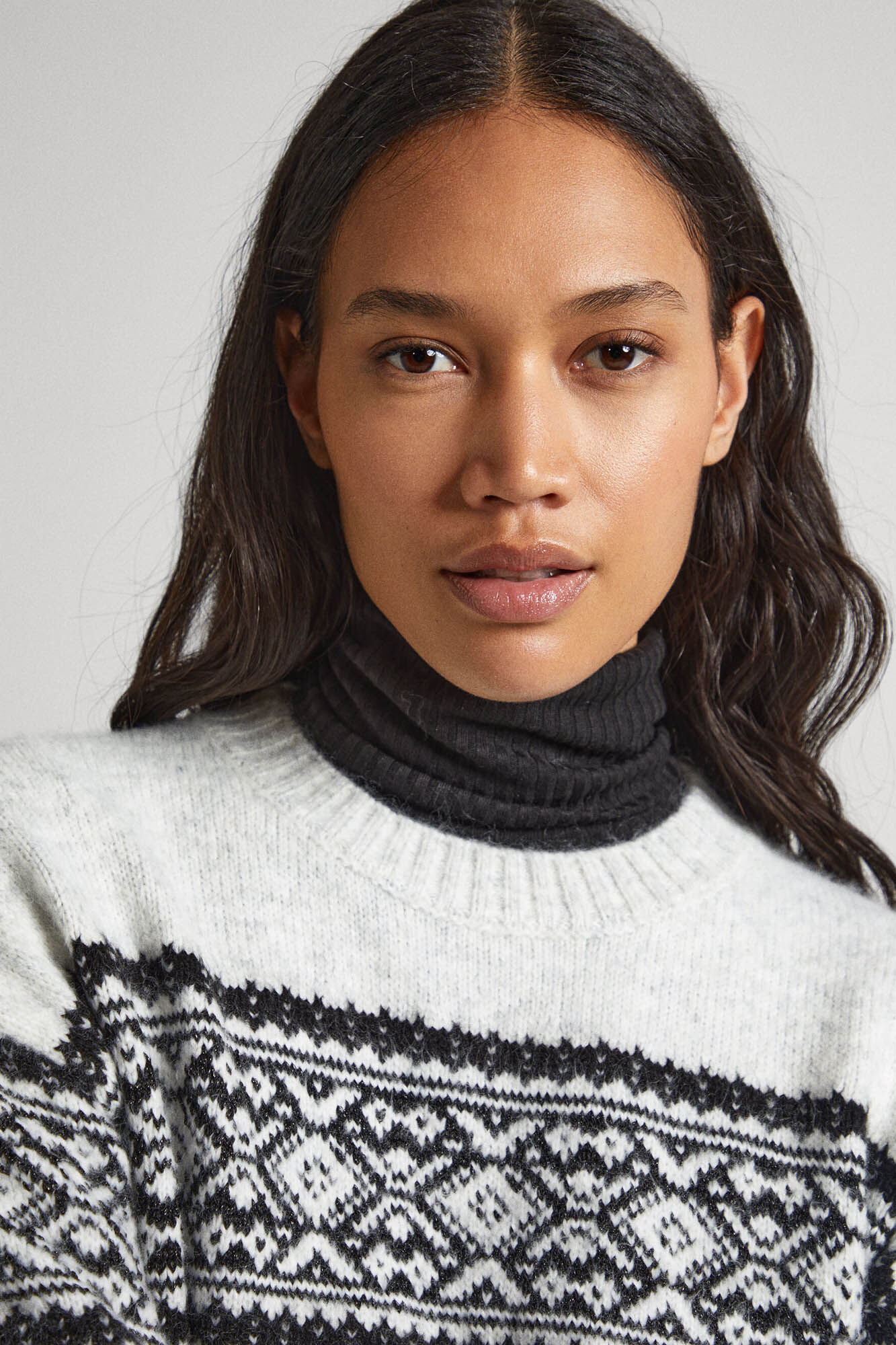 Suéter Jacquard de Gola Redonda