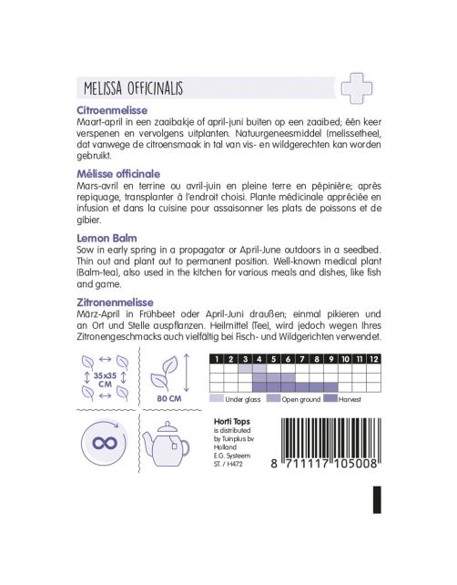 Hortitops Citroenmelisse - Kruidenzaden - 500 g