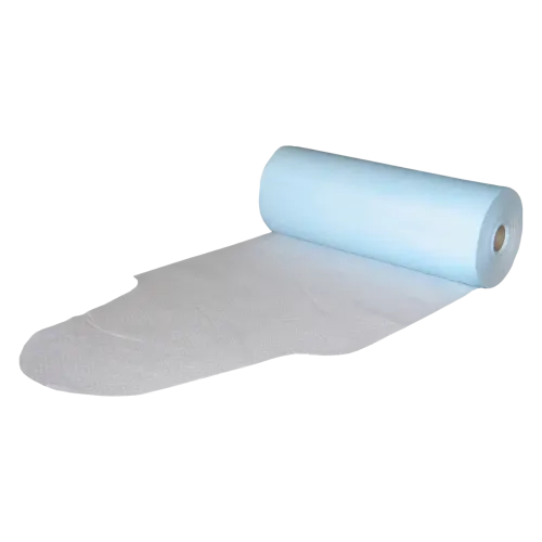 Bavoir Airlaid 50g/m² et PE 12µm à adhésifs sans poche bleu 40 x 97 cm PROP