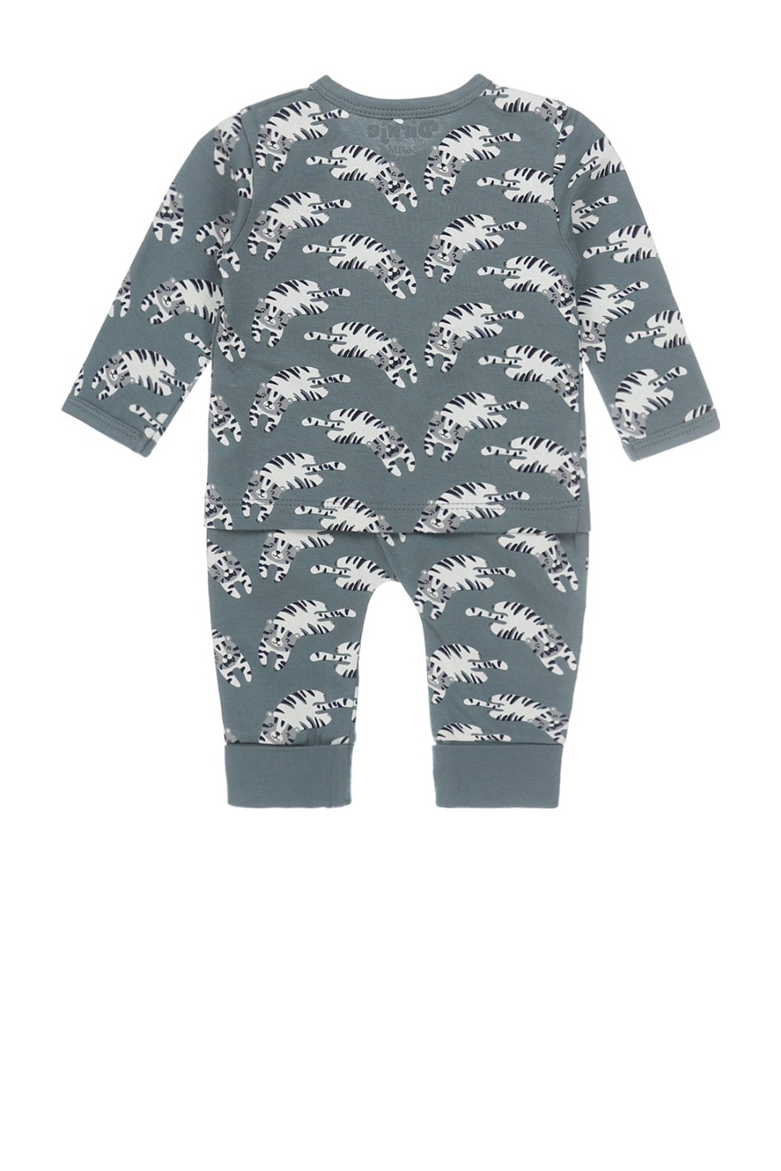 Dirkje overslagshirt + broek grijsgroen/wit