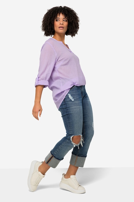 Bluse, Hemdkragen, Ärmel mit TurnUp