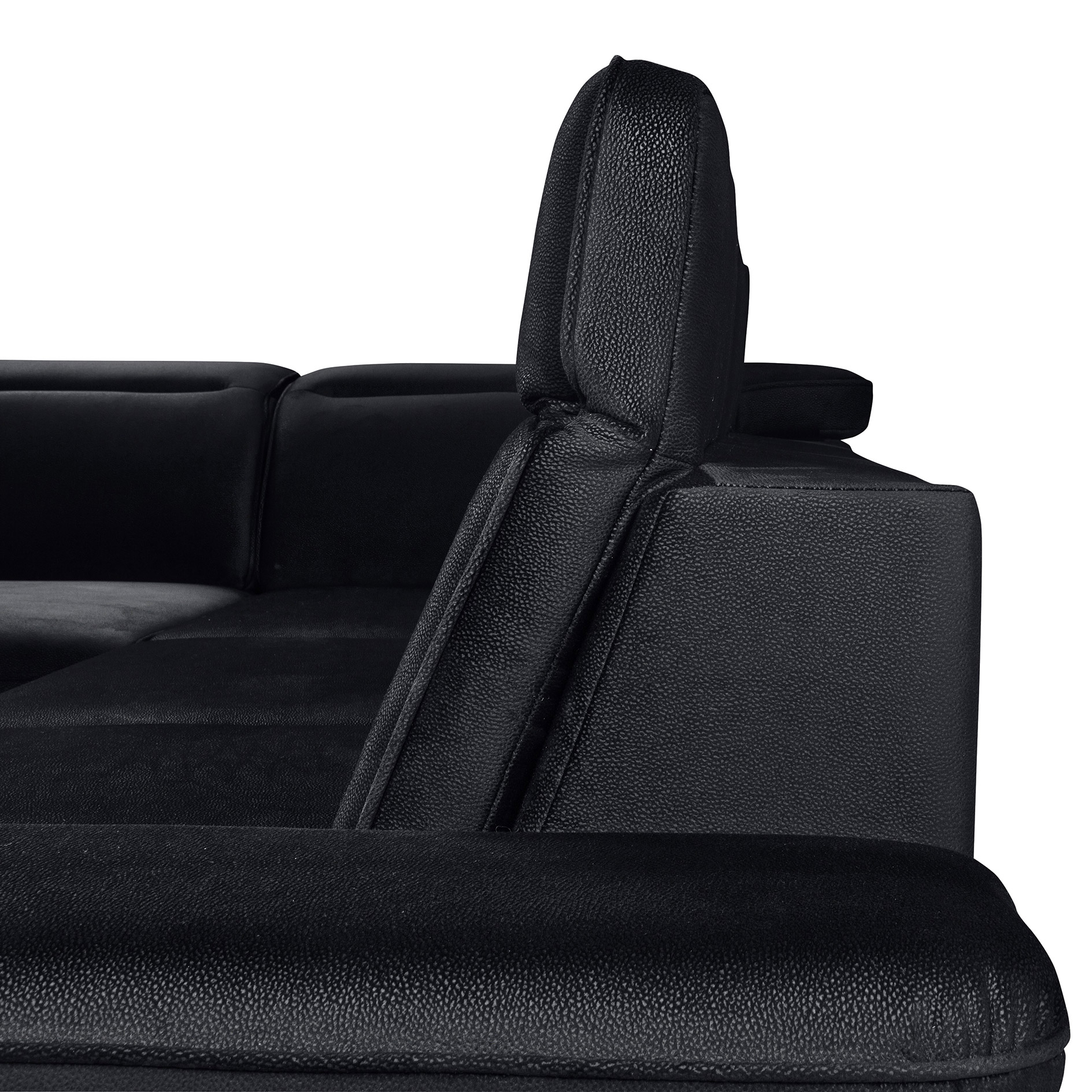 Ecksofa - schwarz - Velvet - Liegefunktion - Recamiere links