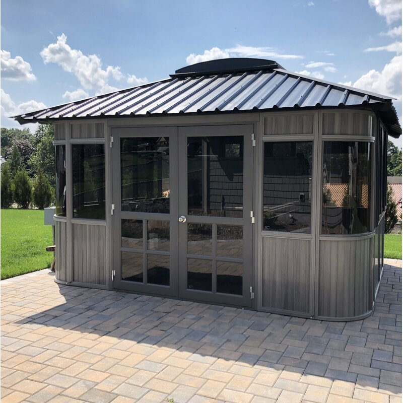 Gazebo de alumínio para pátio Colorado, 4,11 m de largura x 3,51 m de profundidade.