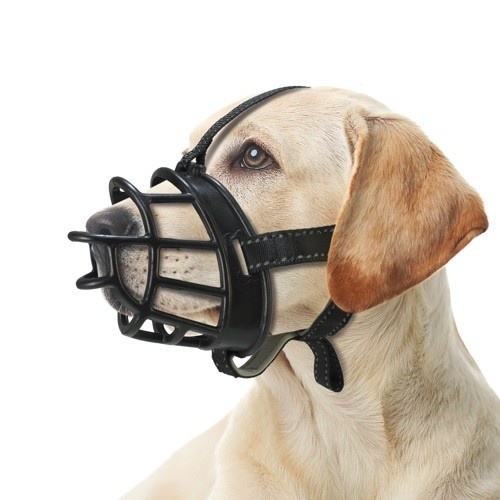 Focinheira flexível de silicone para cães, preta.
