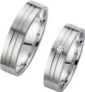 Trouwringen witgoud met Diamant breedte 5 mm