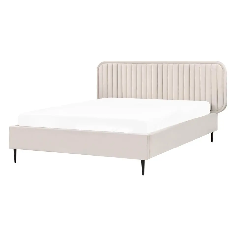 BRIN - Tweepersoonsbed - Beige - 140 x 200 cm - Fluweel