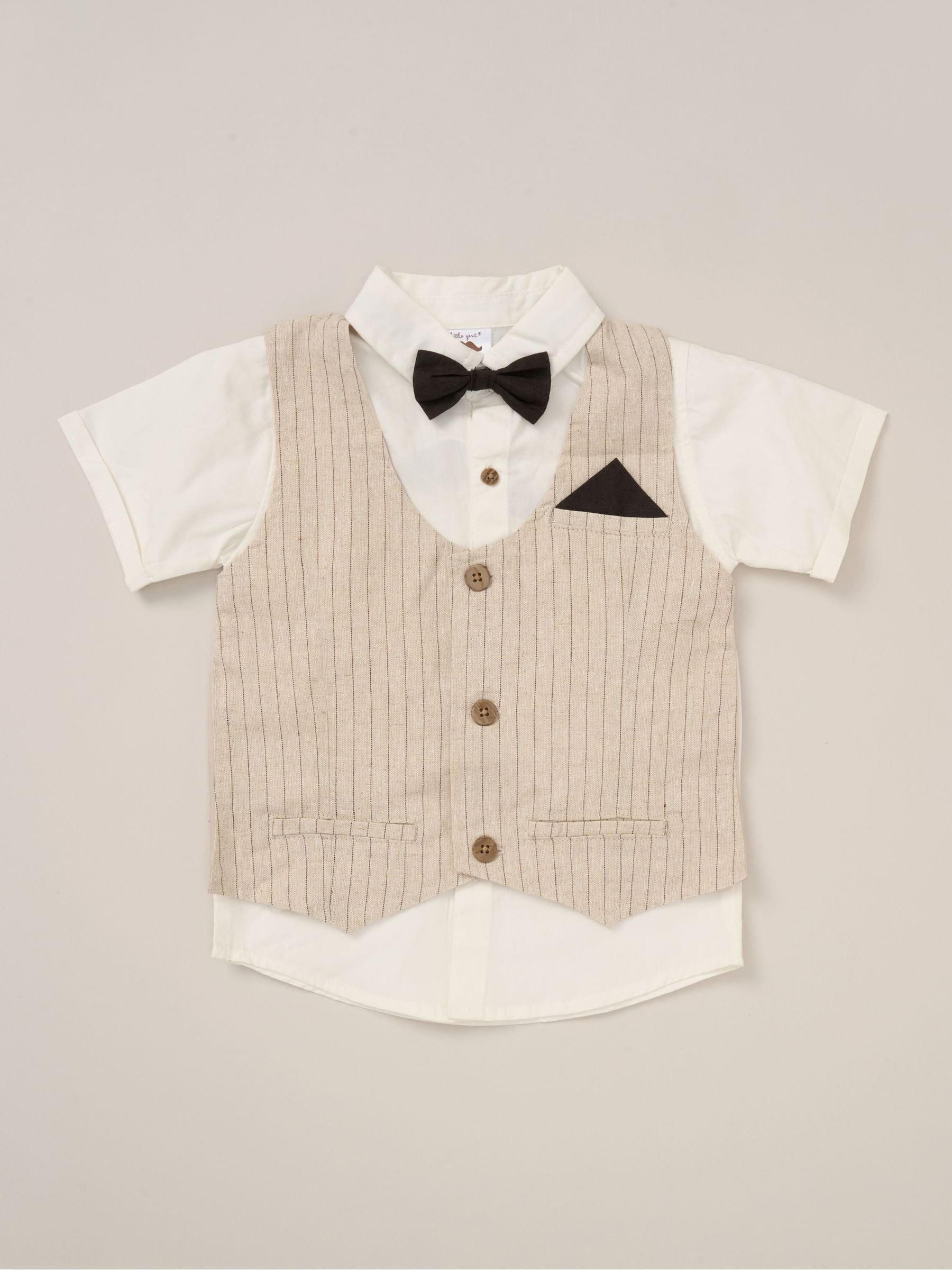 Bruin - Little Gent 100% Cotton Shirt with Mock Waistcoat Shorts and Bowtie Outfit Set