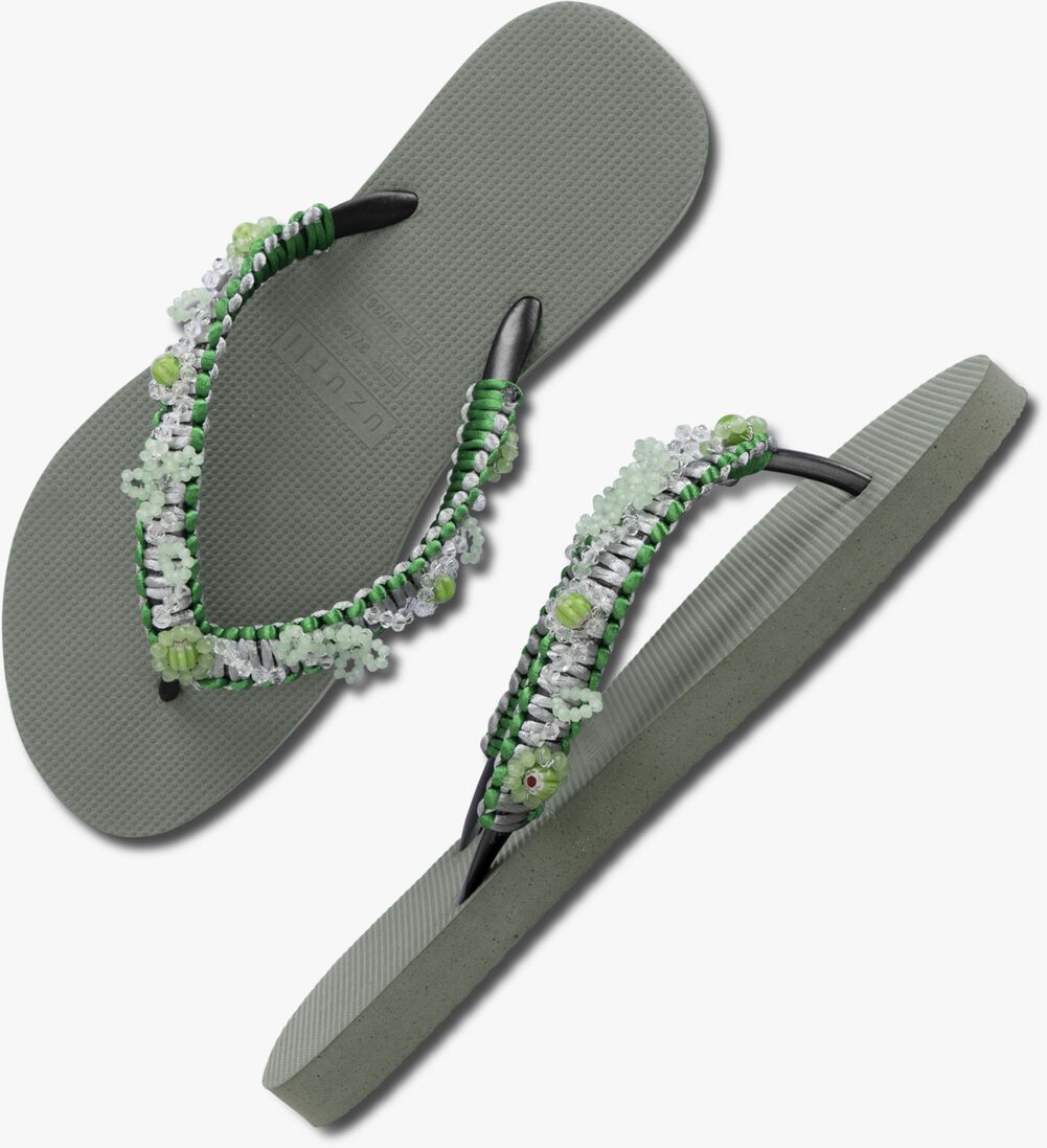 UZURII groene uzurii teenslippers macrame green blossom