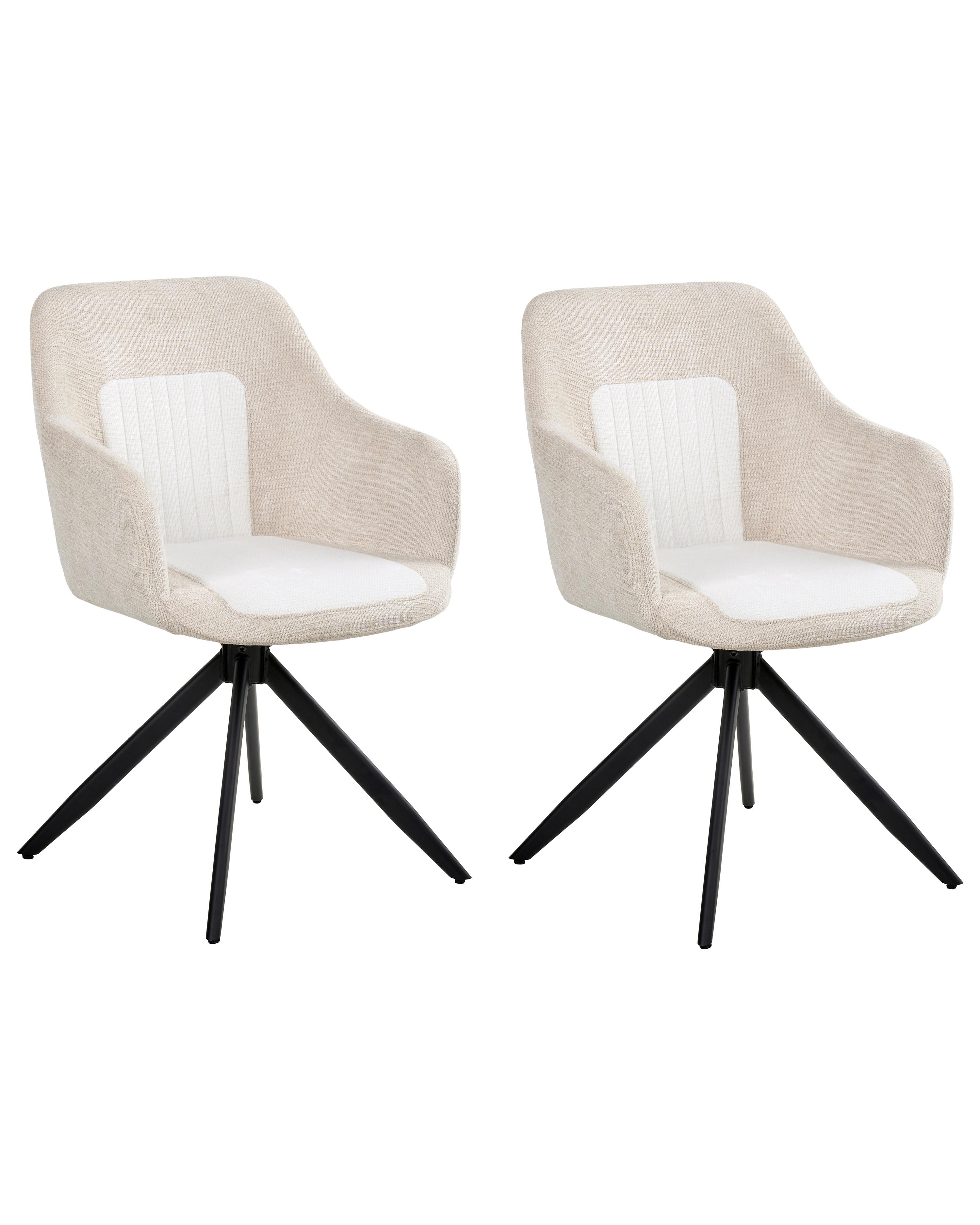Set van 2 eetkamerstoelen draaibaar LIKELY Stof Lichtbeige