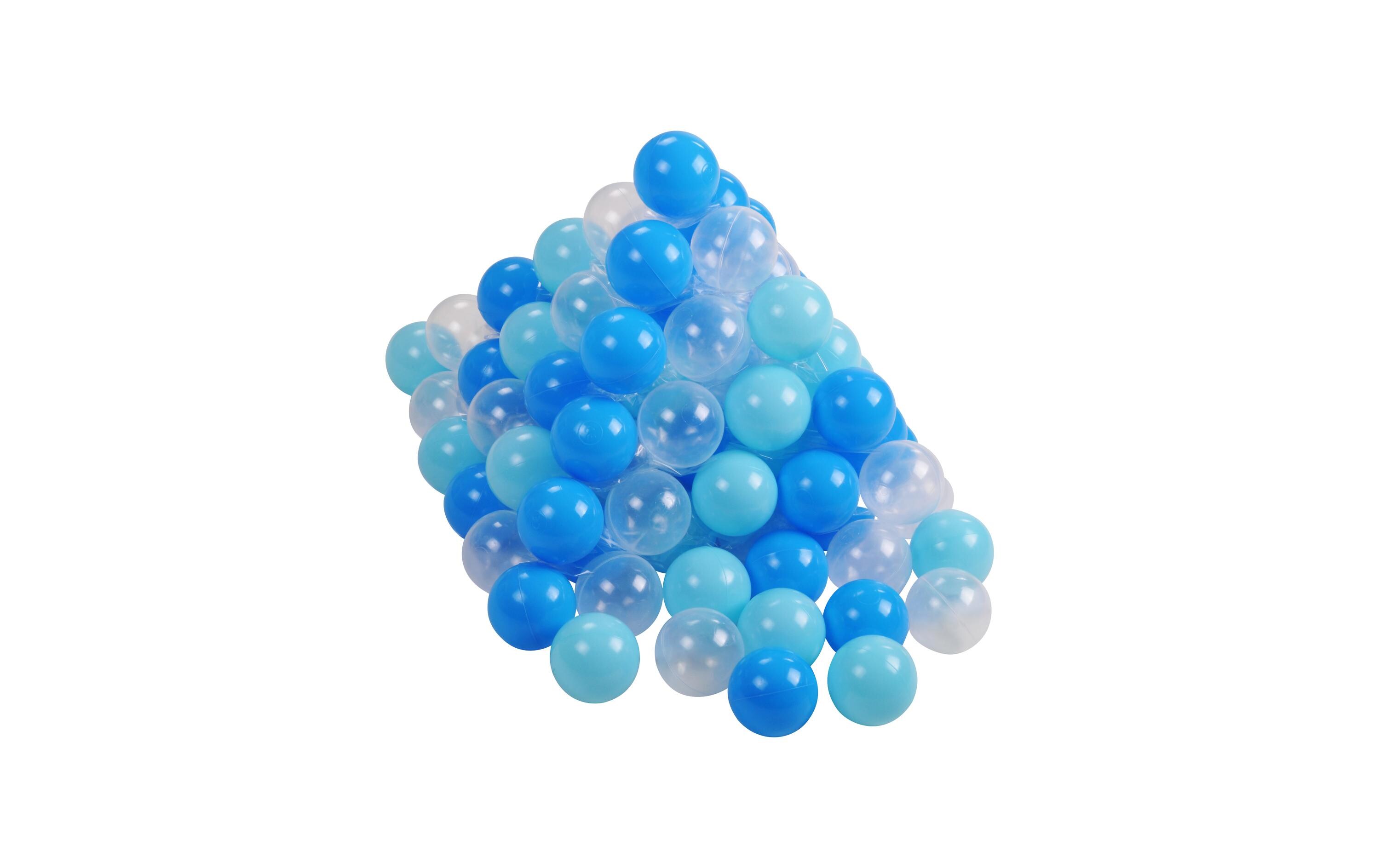 Bälle Hellblau, Blau, Transparent 100 Stück100 Spielbälle in Hellblau, Blau und Transparent