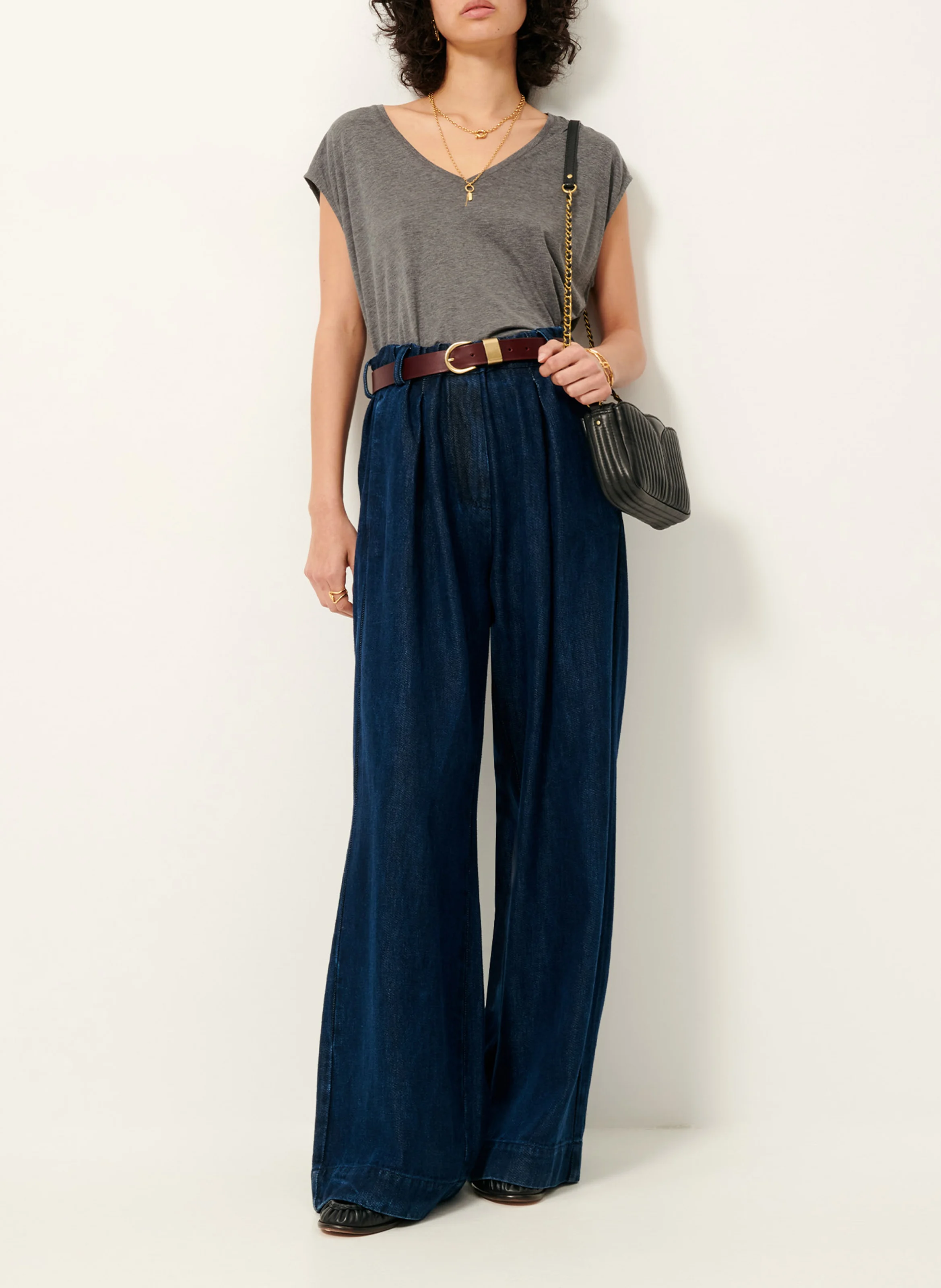 THE V - Tee-shirt col V ample | Gris