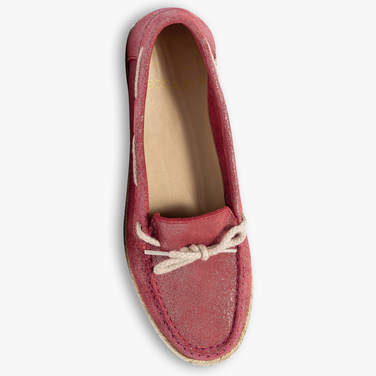 Bocage Chaussures bateau en Velours de Cuir Lauris rouges
