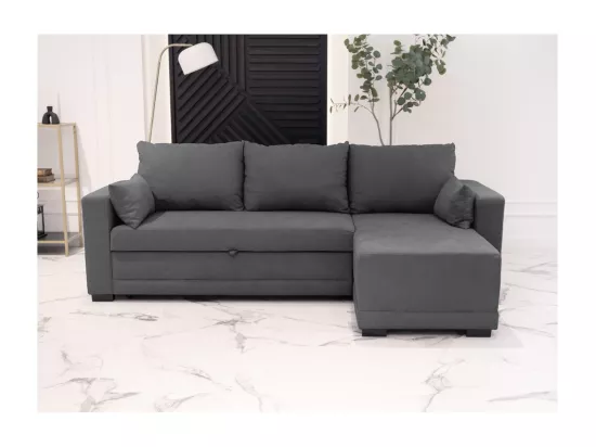 Canapé méridienne 3 places réversible en polyester gris foncé