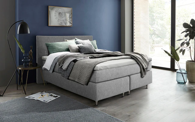 INOSIGN Boxspringbett »Zahara« inkl. Topper, besonderes Highlight: aufgenähten Jeanstaschen - Optik