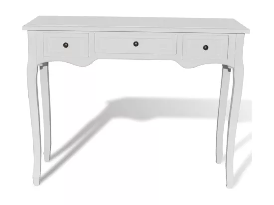Table de console et coiffeuse avec 3 tiroirs Blanc