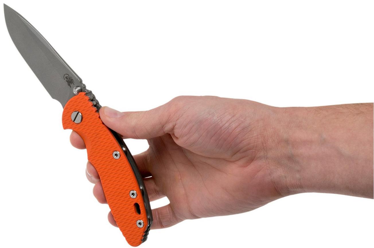 Rick Hinderer XM18 3,5” Non-Flipper Spearpoint Working Finish, Orange G10
