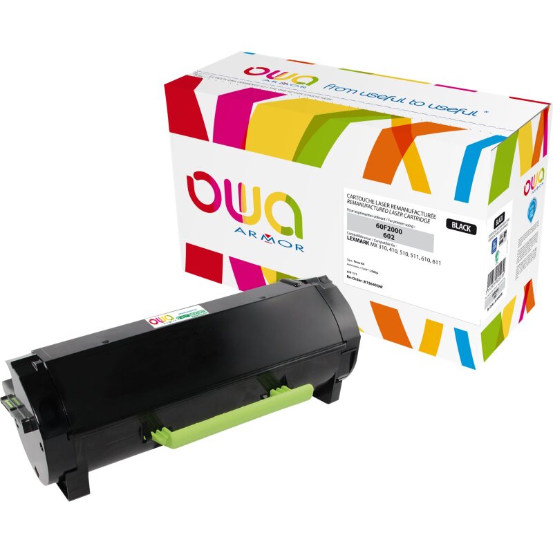Toner remanufacturé OWA - standard - Noir - pour LEXMARK 60F2000