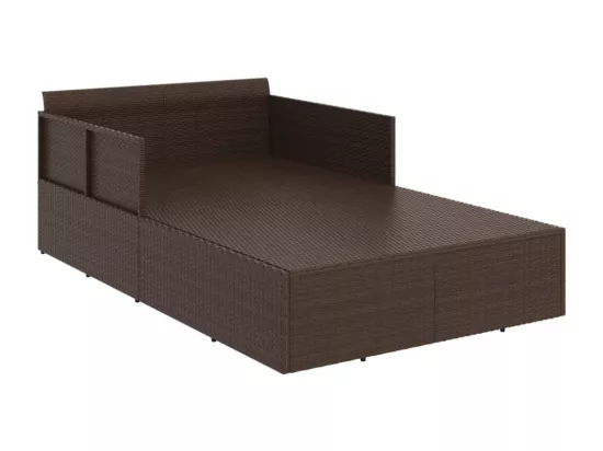 Chaise longue avec coussins marron 182x118x63 cm résine tressée