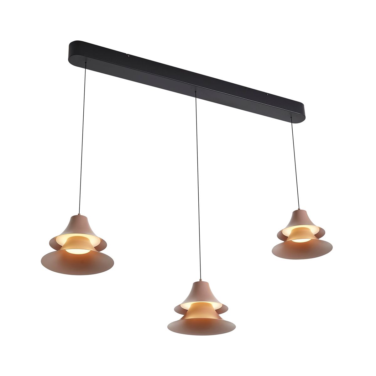 Hanglamp zwart met mokka incl. LED 3-staps dimbaar 3-lichts easylift - Witch
