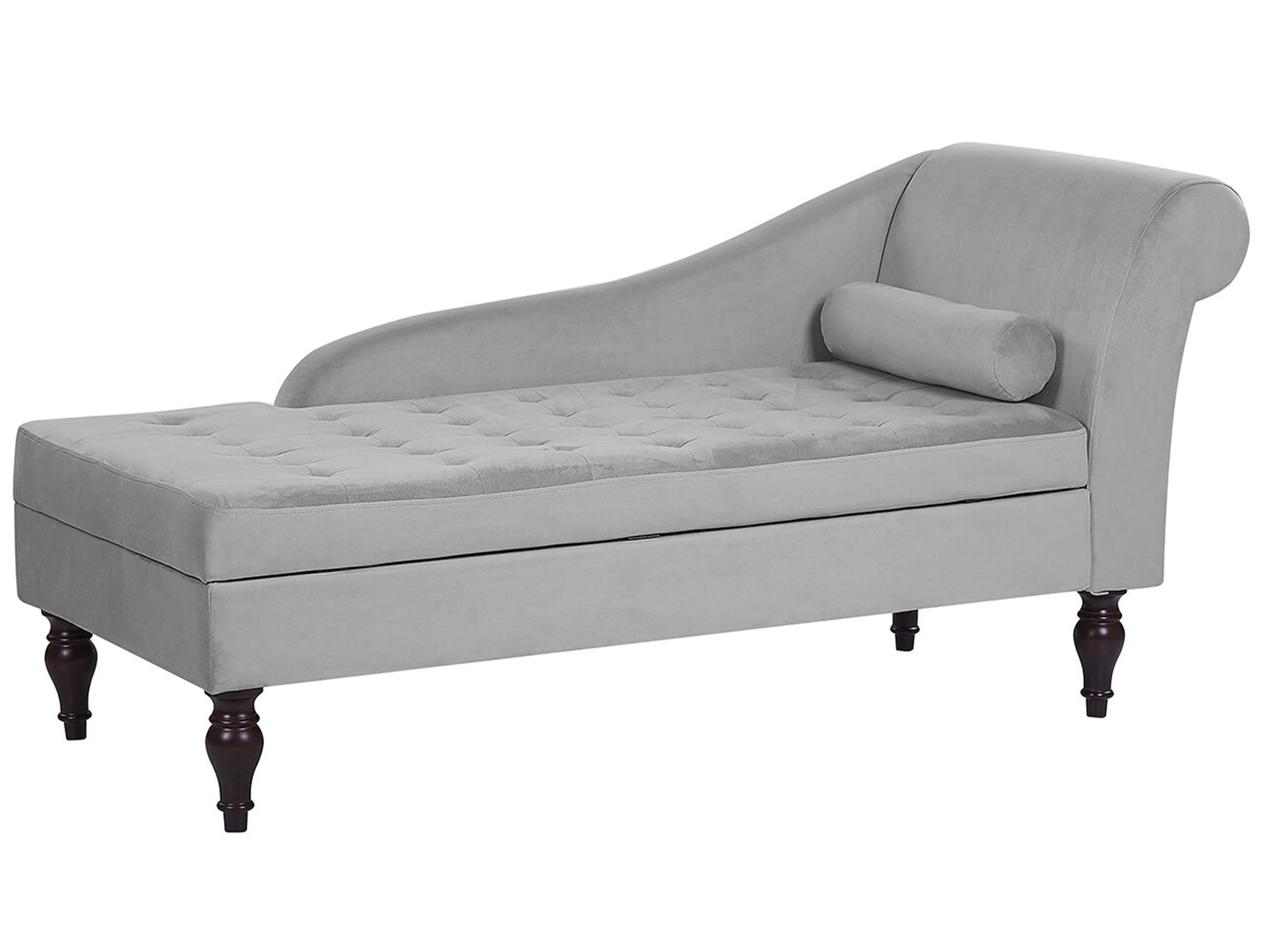 Rechtszijdige chaise longue PESSAC Fluweel Lichtgrijs met opbergruimte