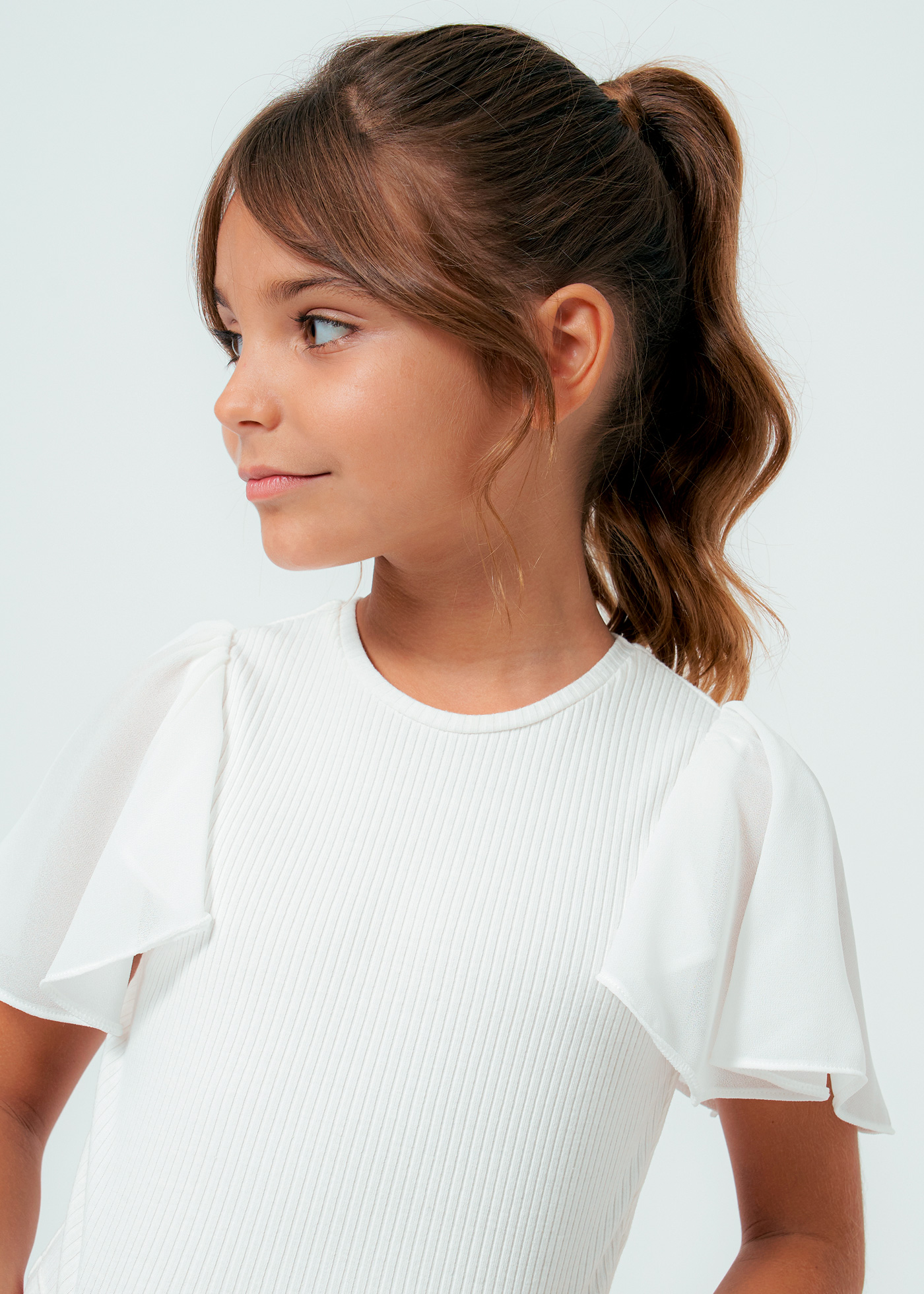 Camiseta canelada feminina