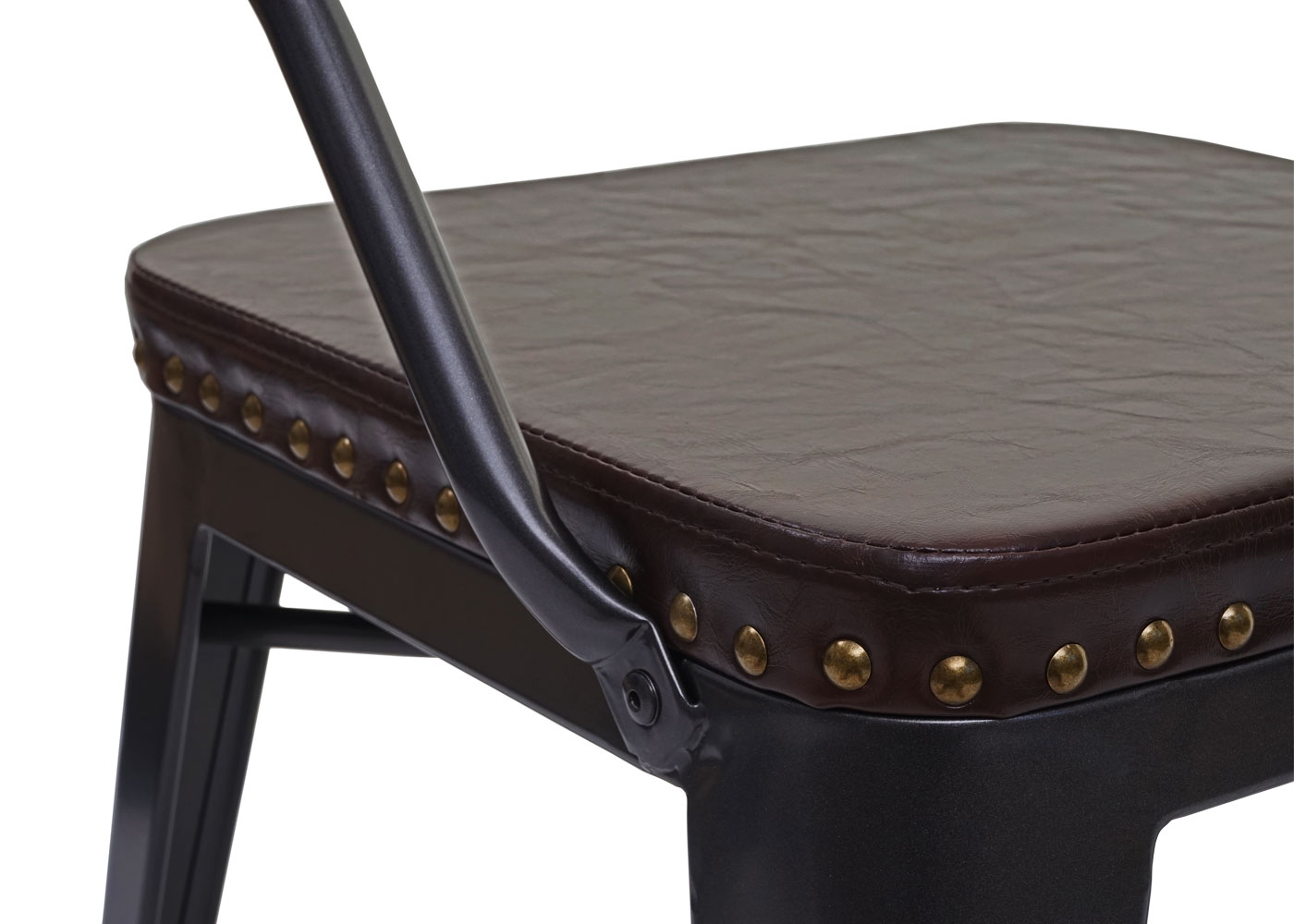 4er-Set Esszimmerstuhl MCW-H10d, Stuhl Küchenstuhl, Chesterfield Metall Kunstleder Industrial Gastronomie ~ schwarz-braun