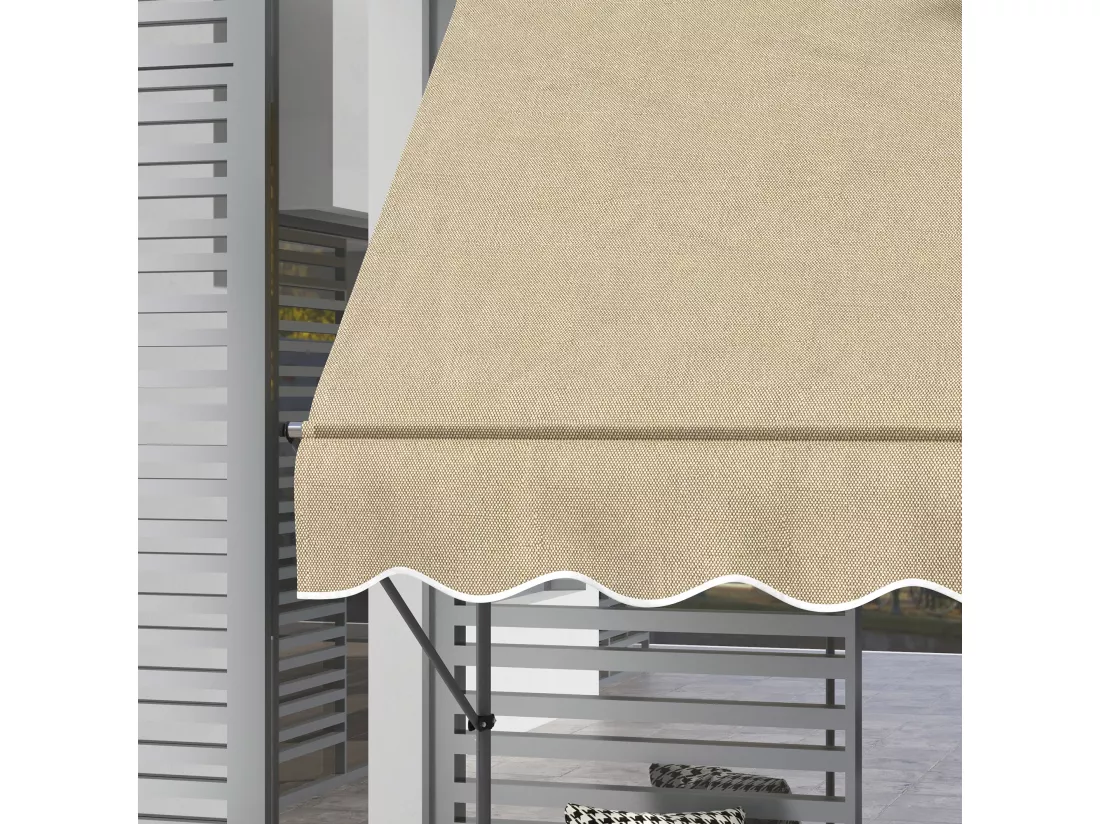 Store banne autoportant manuel rétractable 1,5L x 1,2l x 2,1-3H m inclinaison réglable métal alu polyester sable