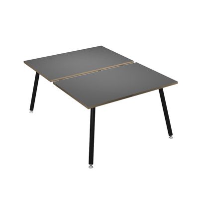 Bureau Bench LEONARDO - L120 x H74 x P168 - Pieds métal noirs - Anthracite chants chêne