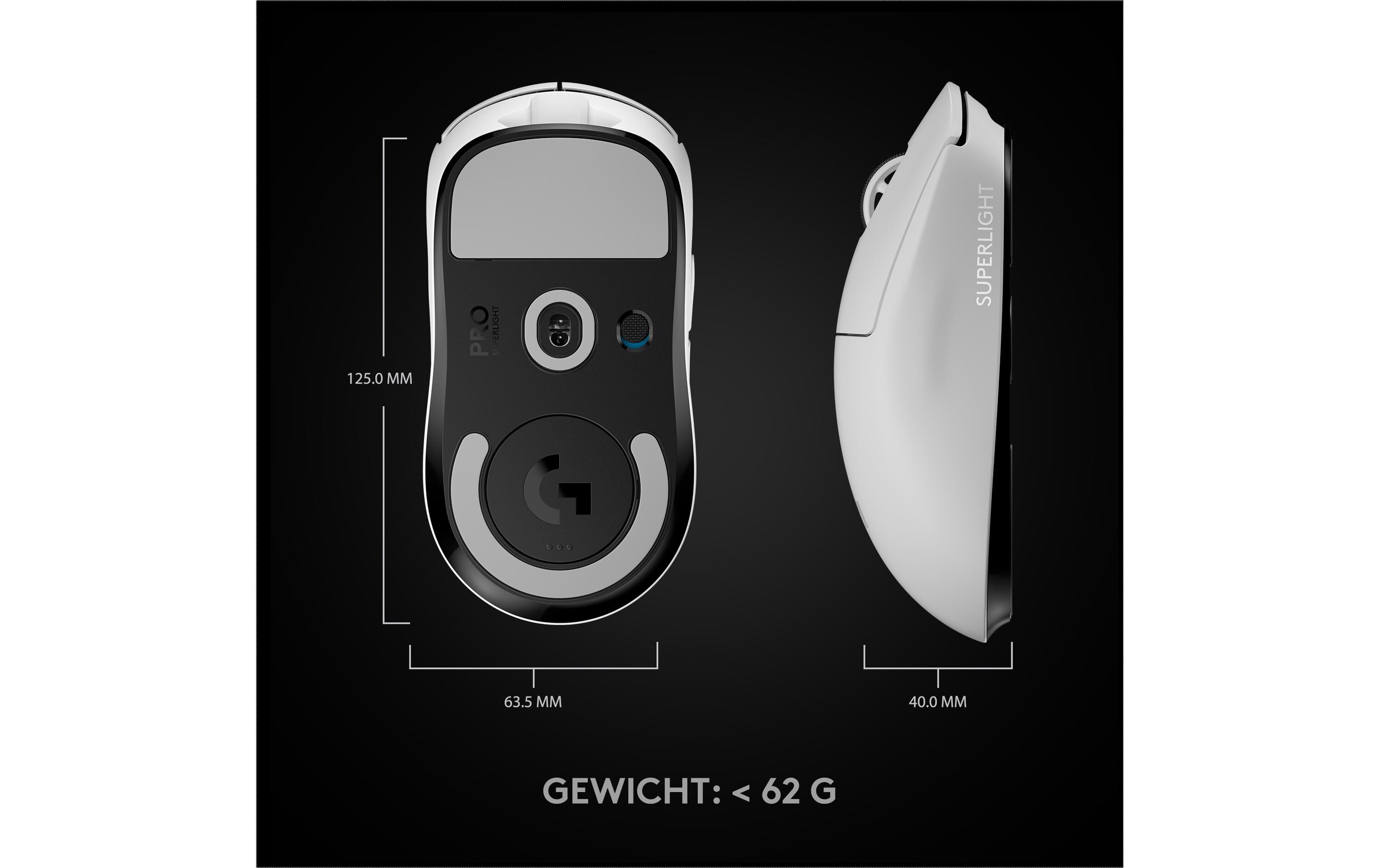 Gaming-Maus Pro X Superlight WeissExtrem leichte Gaming-Maus mit leistungsvoller Performance