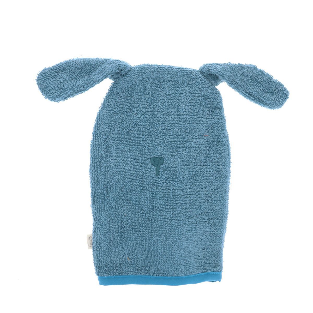 Gant de toilette éponge lapin bleu Amande