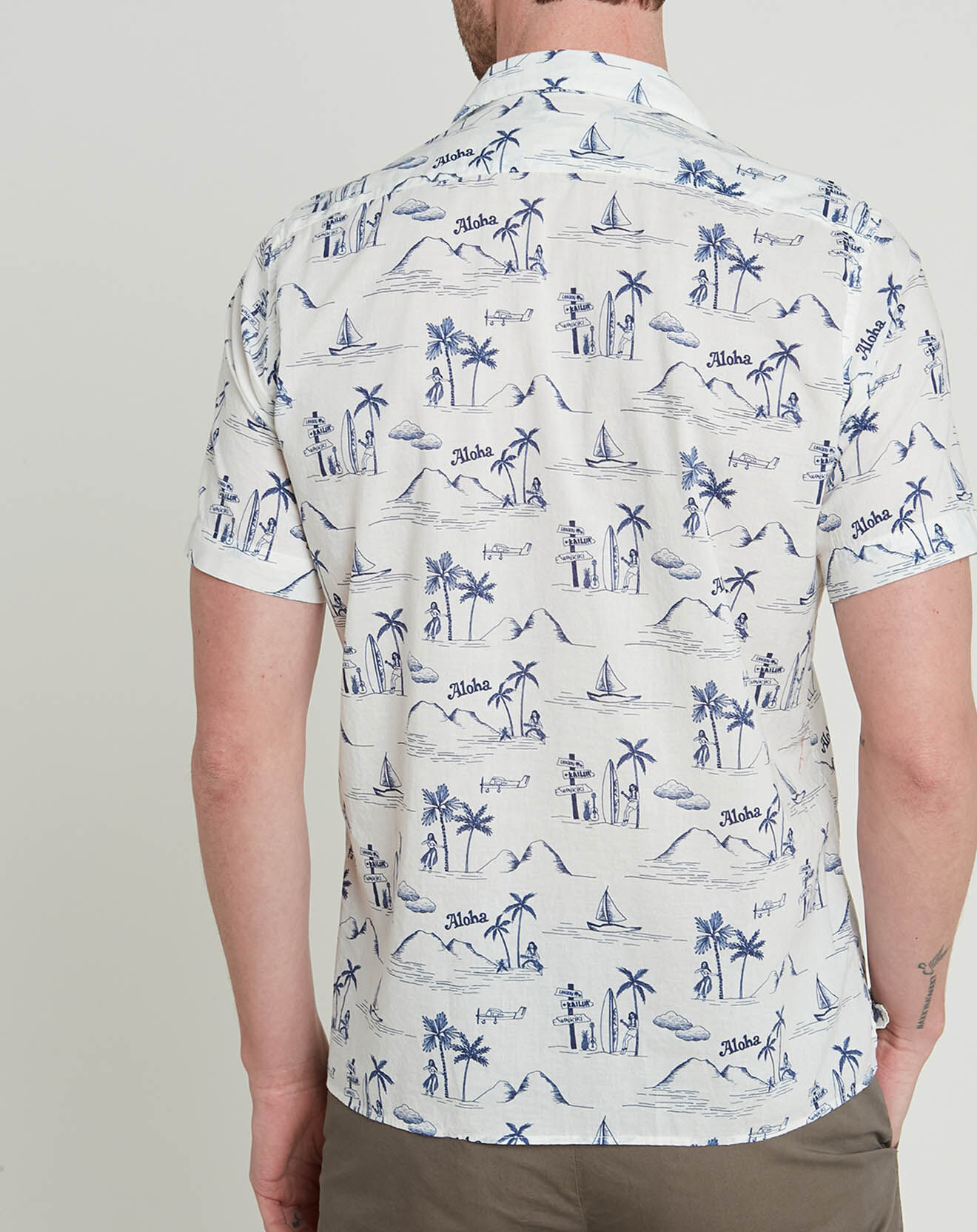 Hartford Chemise slim Slam Aloha imprimée bleu marine/blanc