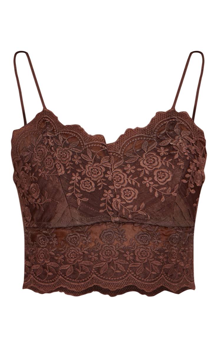 Chocolat Caraco À Détail De Dentelle Broderie
