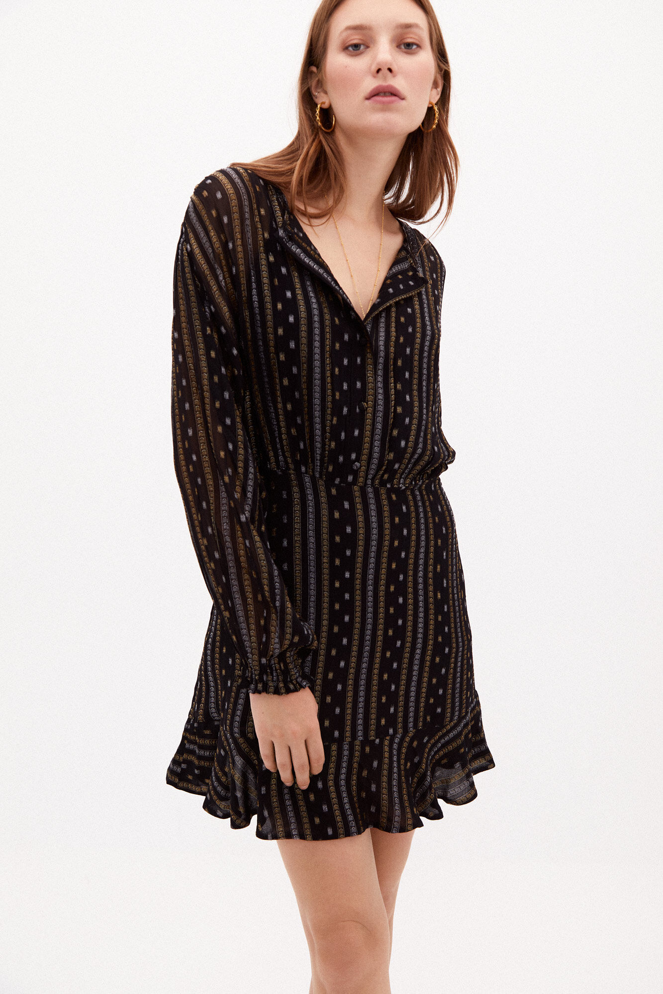 Vestido curto Alizee com lurex - Preto