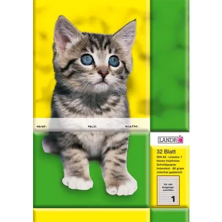 Landré Schulheft Tiermotiv A5, liniert, Liniatur 1, 32 Blatt