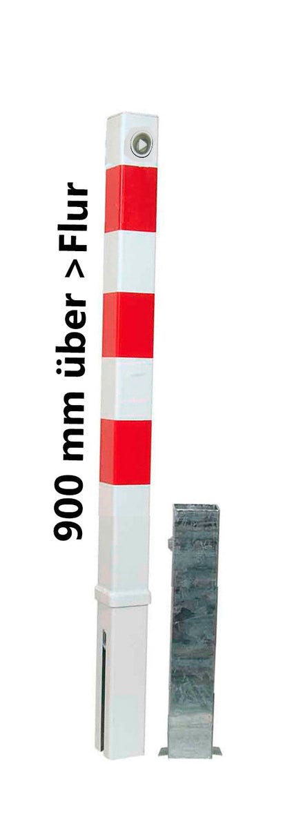 UVV stalen paal 70x70 - 900mm bovengronds, uitneembaar (driehoeksleutel, brandweerslot)